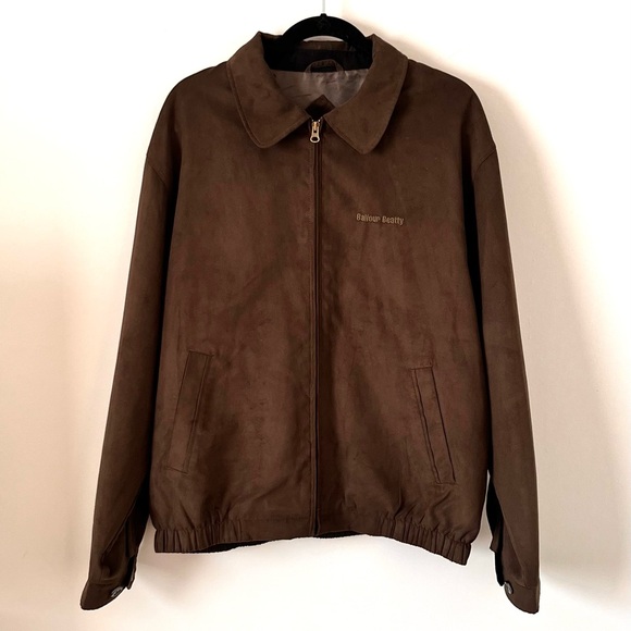 Cutter and Buck Men’s Classic Roosevelt Brown Faux Suede Zipper Jacket Collar LG - Picture 5 of 16
